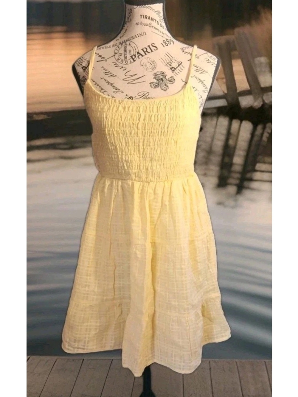 Hippie Rose Yellow Smocked Tiered Sundress Size Juniors L 11/13